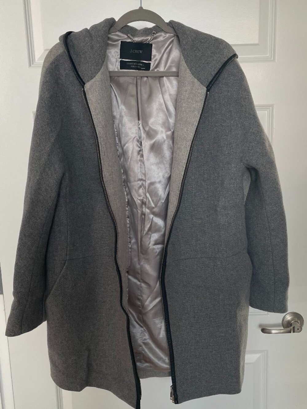 J. Crew Stadium Hooded Wool Coat Nello Gori Gray Size XL - Picture 13 of 14